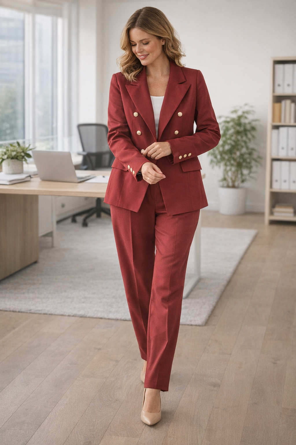 Drune Damen Anzug Set Blazer Hose Zweiteiler elegant