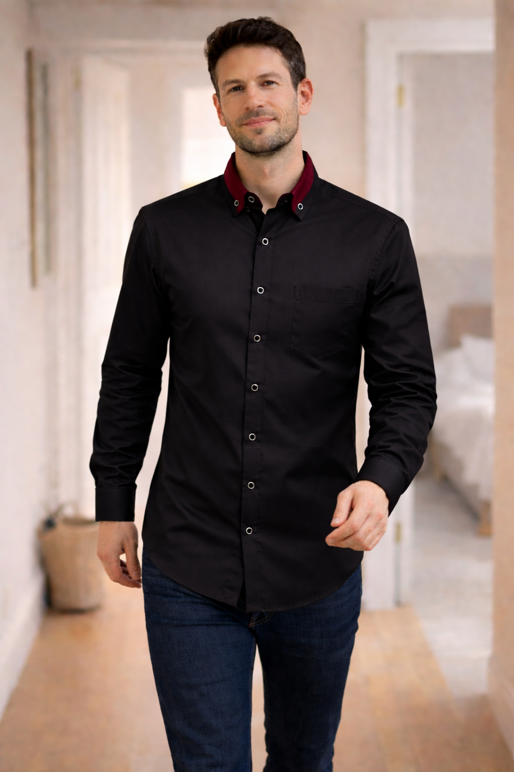 Drune Herren Hemd langarm casual Knopfleiste