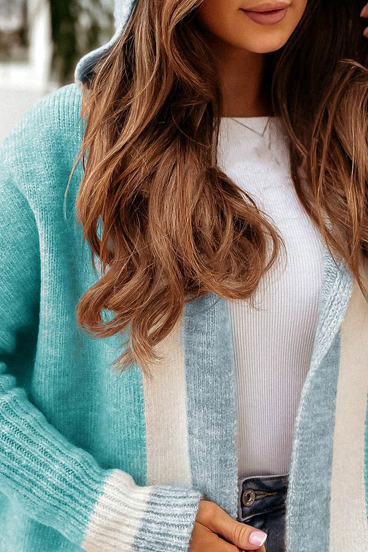 Drune | Langer Cardigan mit Kapuze und kontrastierendem Design
