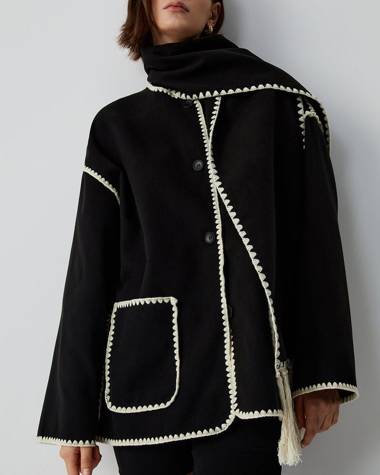 Drune | Blend Cape Mantel - Fransenbesatz - Übergröße - Elegante Statement-Oberbekleidung