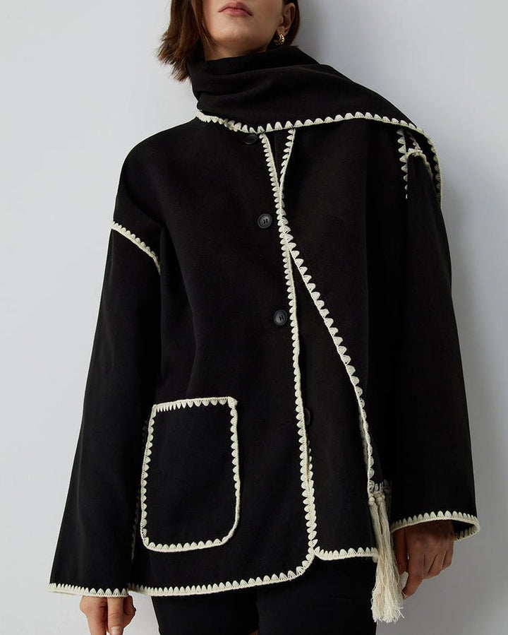 Drune | Blend Cape Mantel - Fransenbesatz - Übergröße - Elegante Statement-Oberbekleidung