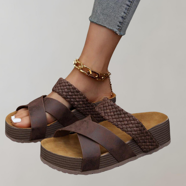 Drune - Orthopädische Plateau Sandalen Damen Bequem | Sommerschuhe Damen mit 3 Riemen für mehr Komfort