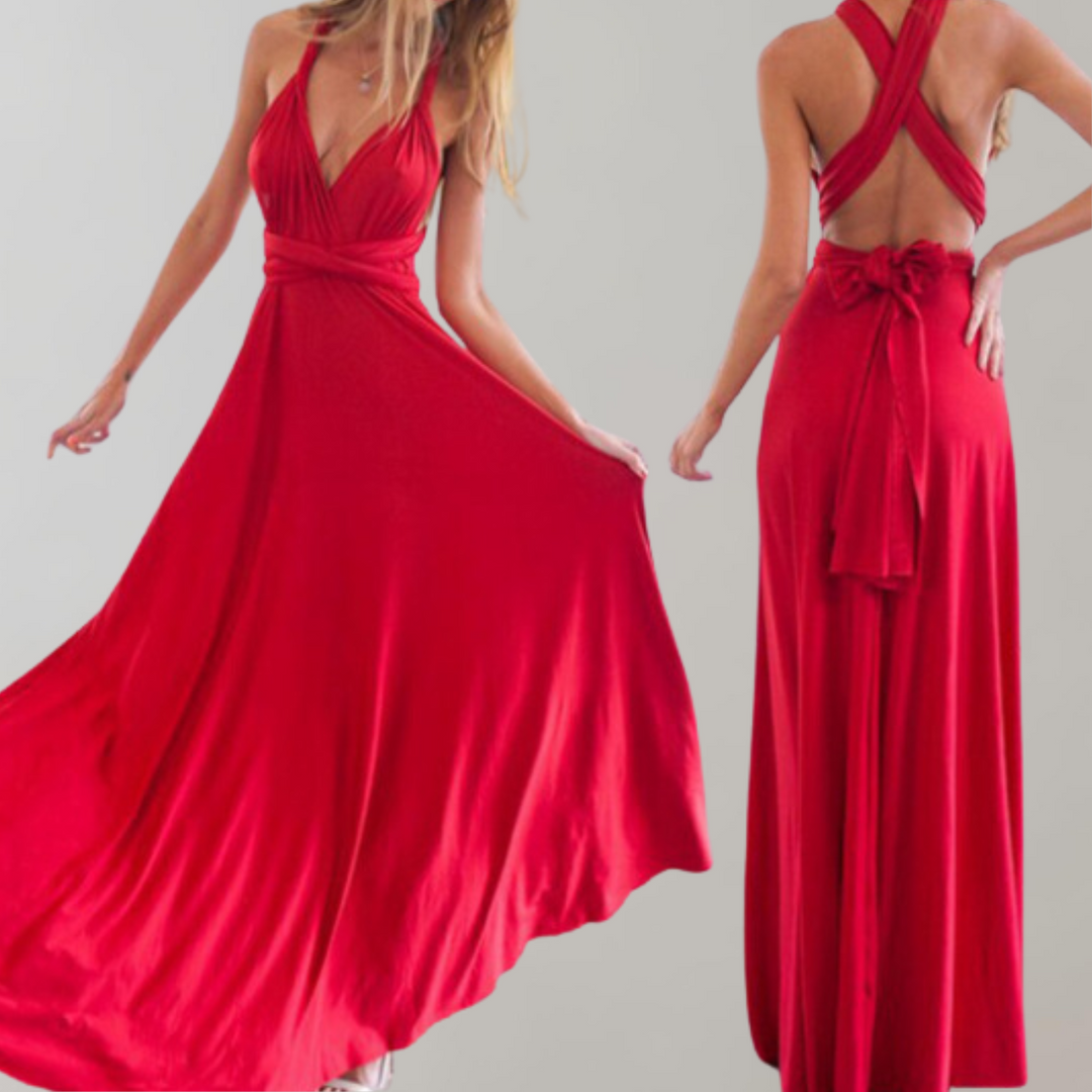 Drune - Schick Maxikleid | Cocktail Kleid Taillengurtel