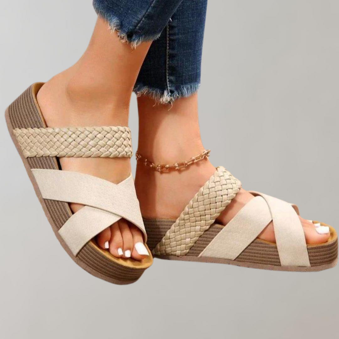 Drune - Orthopädische Plateau Sandalen Damen Bequem | Sommerschuhe Damen mit 3 Riemen für mehr Komfort