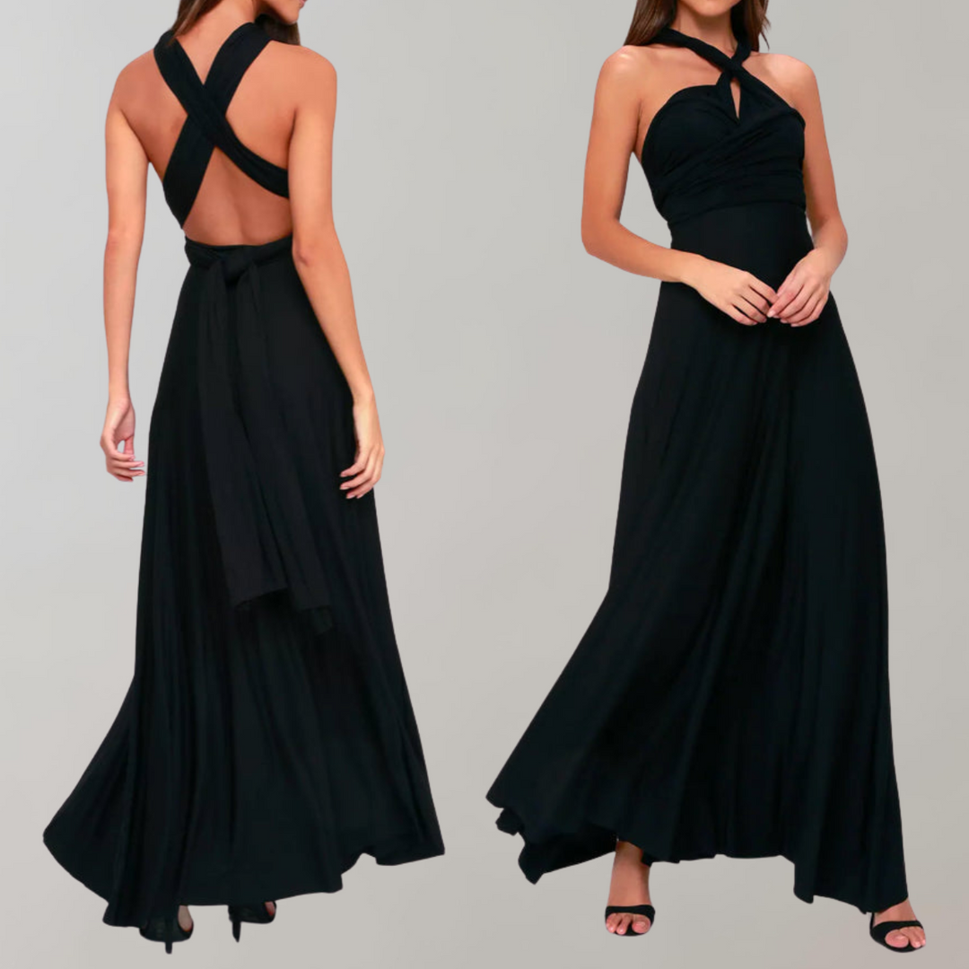 Drune - Schick Maxikleid | Cocktail Kleid Taillengurtel