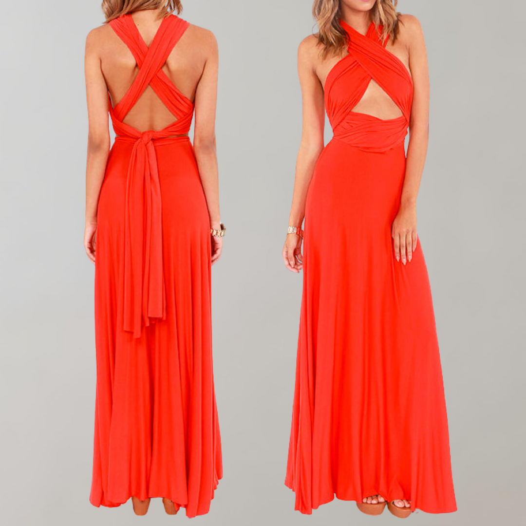 Drune - Schick Maxikleid | Cocktail Kleid Taillengurtel