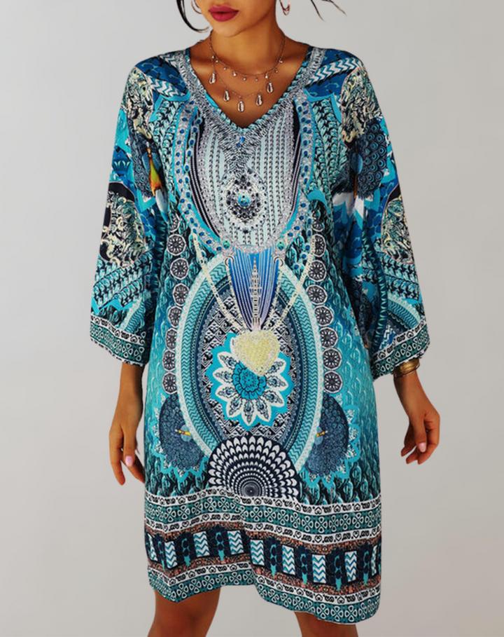 Drune - böhmisches Tunika-Kleid für Damen | Mix aus Drucken und Mustern Casual Dress