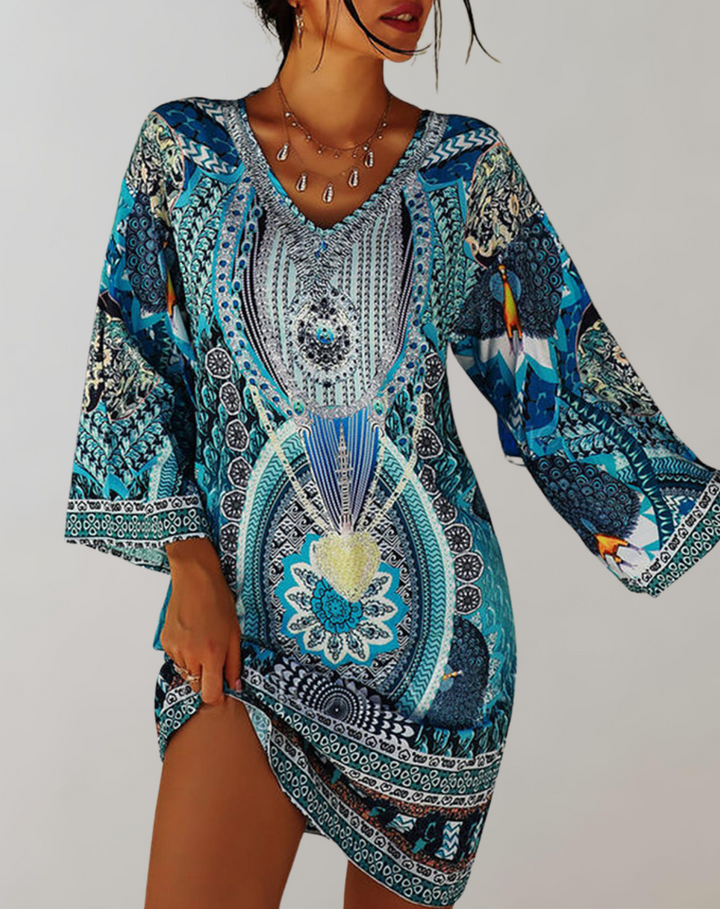 Drune - böhmisches Tunika-Kleid für Damen | Mix aus Drucken und Mustern Casual Dress