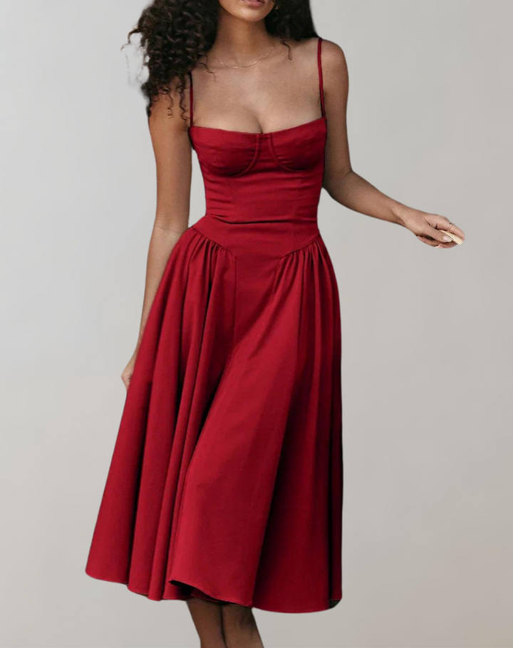 Drune - Schick Cocktail Kleid | Zeitlos Abendkleid Mit tiefem Hals