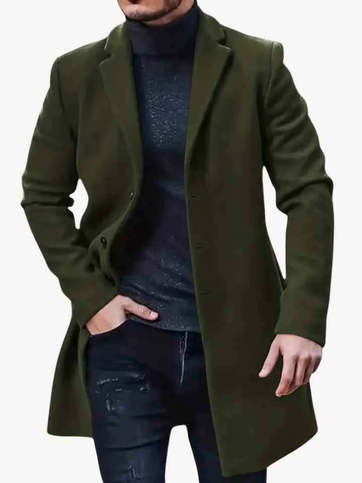 Drune | Trench Mantel Maßgeschneiderte Passform Wool Feel Mittlere Länge Reverskragen 3-Knopf-Verschluss