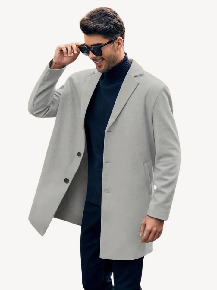 Drune | Trench Mantel Maßgeschneiderte Passform Wool Feel Mittlere Länge Reverskragen 3-Knopf-Verschluss