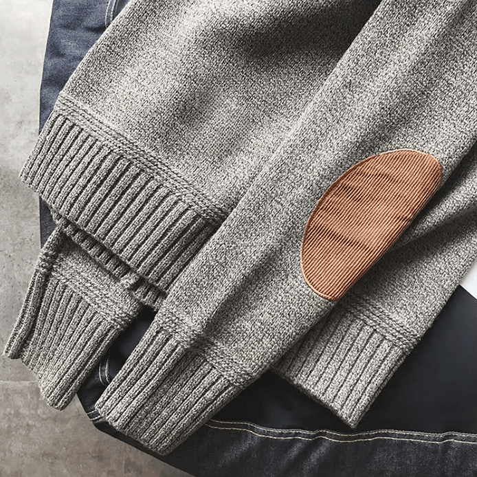 Drune | Corduroy Ellenbogenpatches Pullover für Herren - Lange Ärmel