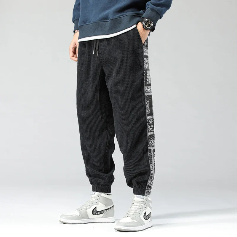 Drune | Kordhosen für Herren, Gemusterte Streifen - Jogger-Stil