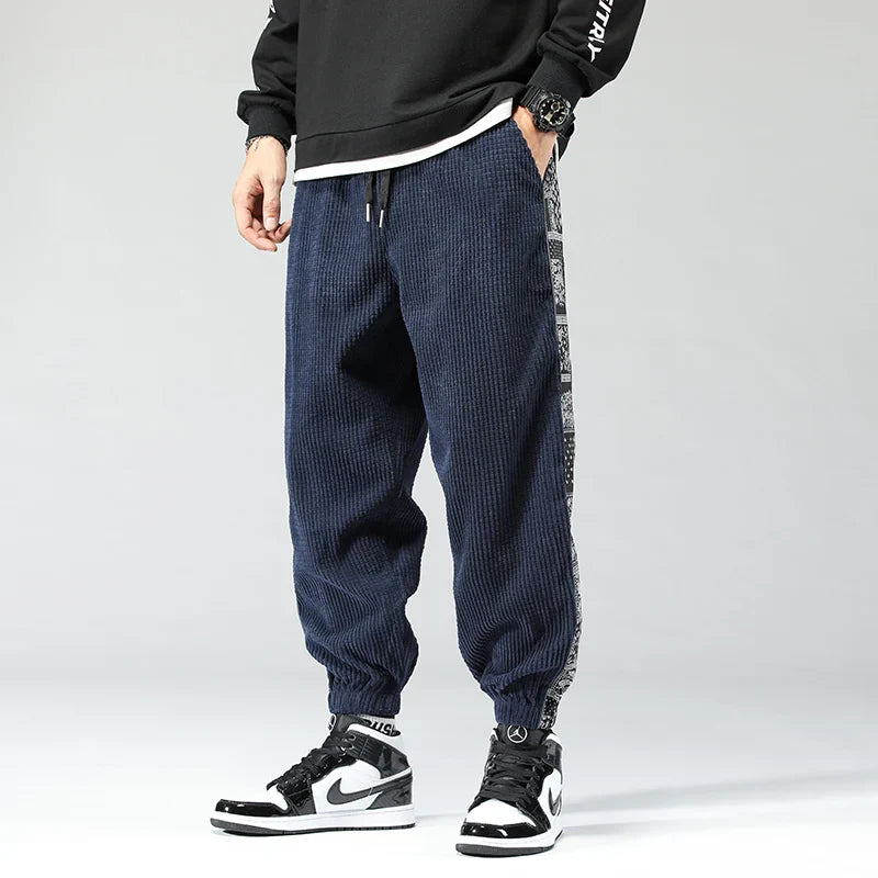 Drune | Kordhosen für Herren, Gemusterte Streifen - Jogger-Stil