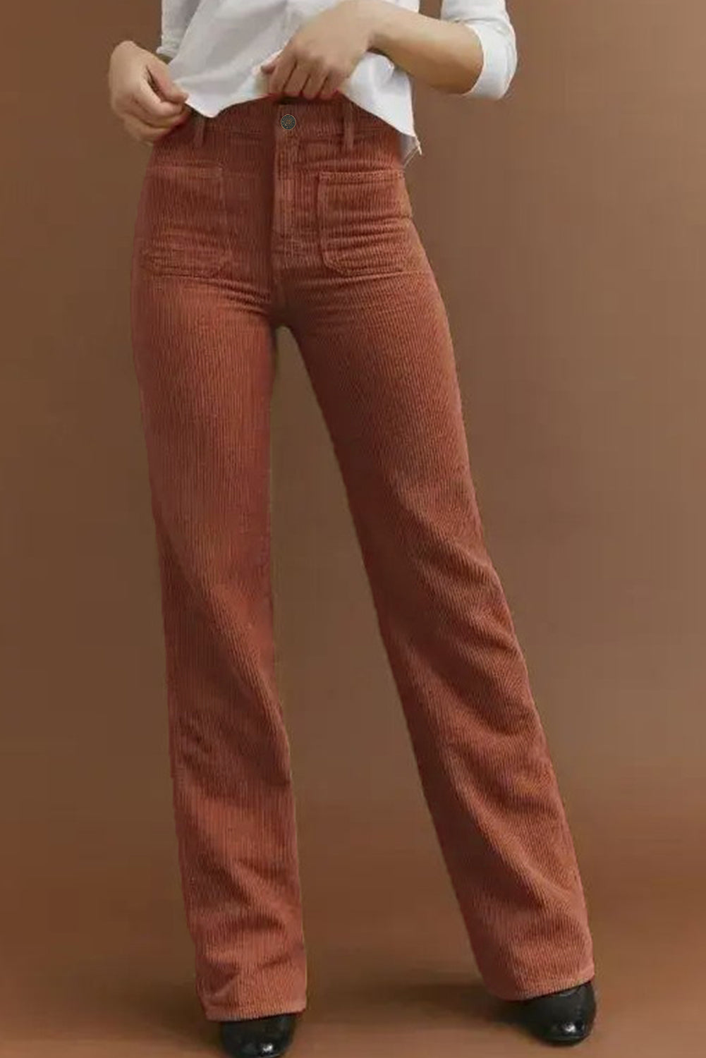 Drune | Corduroy-Hose für Frauen - Hohe Taille, Lässiger Schnitt