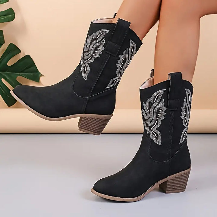 Drune | Damenstiefel mit mittelhohem Schaft und Blockabsatz
