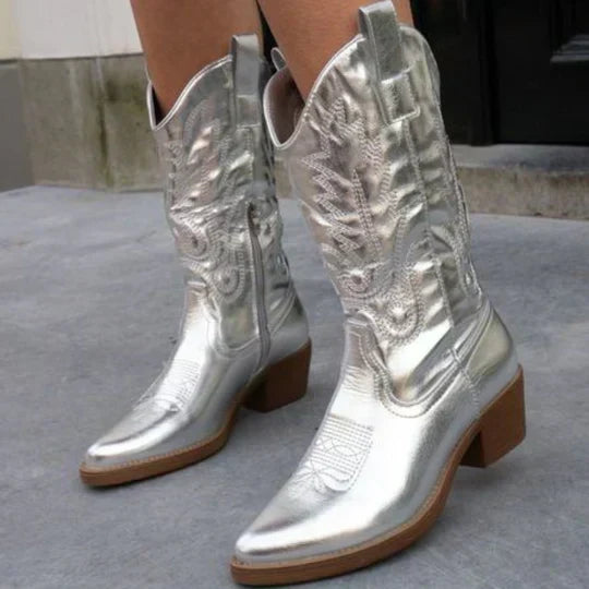 Cowgirl-Stiefel - Western - Blockabsatz - Cowboy-Stiefel - Damenstiefel Drune