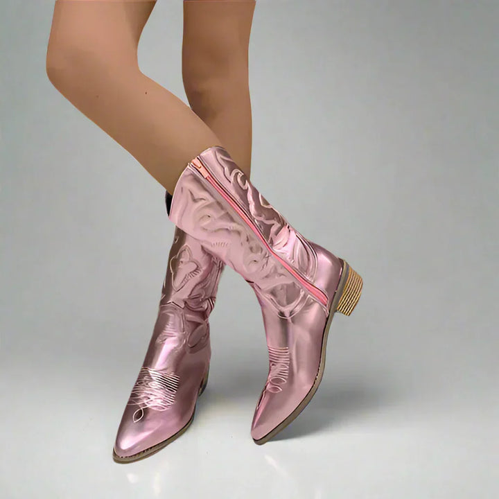 Cowgirl-Stiefel - Western - Blockabsatz - Cowboy-Stiefel - Damenstiefel Drune