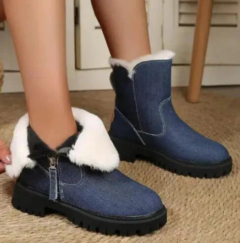 Drune | Gemütliche Samt-Schneestiefel für Frauen – Stilvoll & Warm
