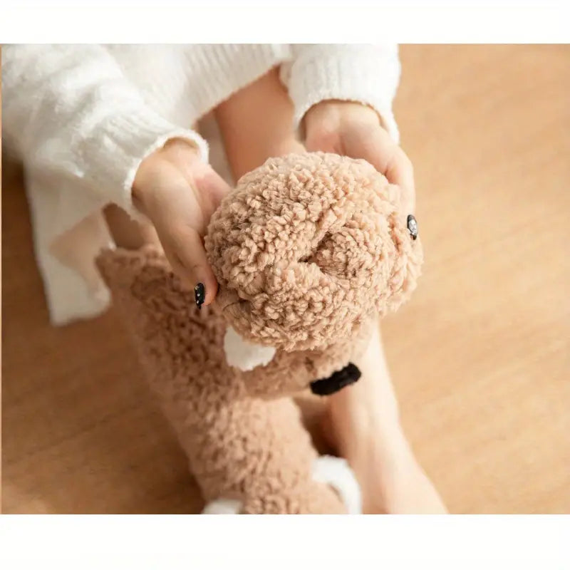 Drune | Plüsch rutschfeste Wintersocken mit Tiermuster für Kinder und Erwachsene
