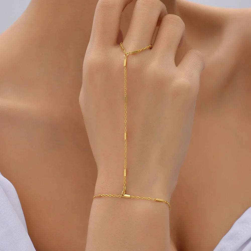 Drune | Kreative Kleine Kettenarmband Fingerringe