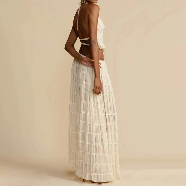 Drune | Top Und Rock Set Offene Rücke Halterneck Maxi Rock Zweiteiliges Set