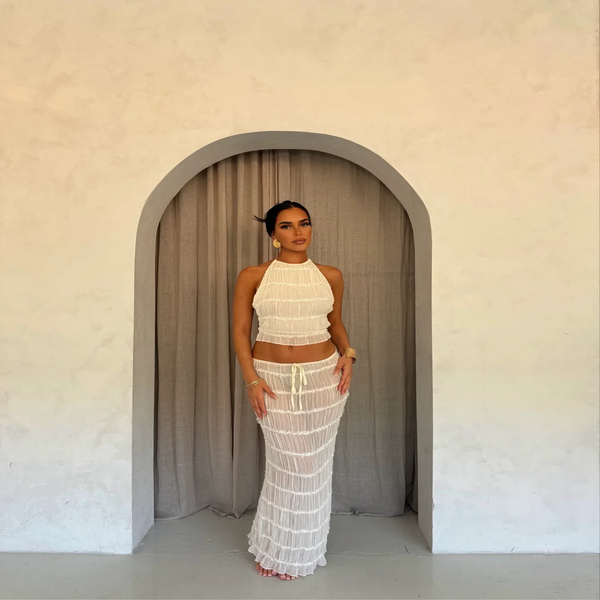 Drune | Top Und Rock Set Offene Rücke Halterneck Maxi Rock Zweiteiliges Set