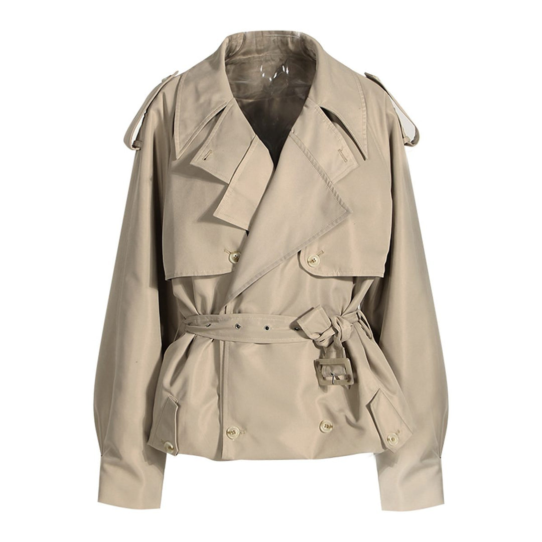 Drune | Damen Moderne Gekürzte Trenchcoat mit Langen Ärmeln