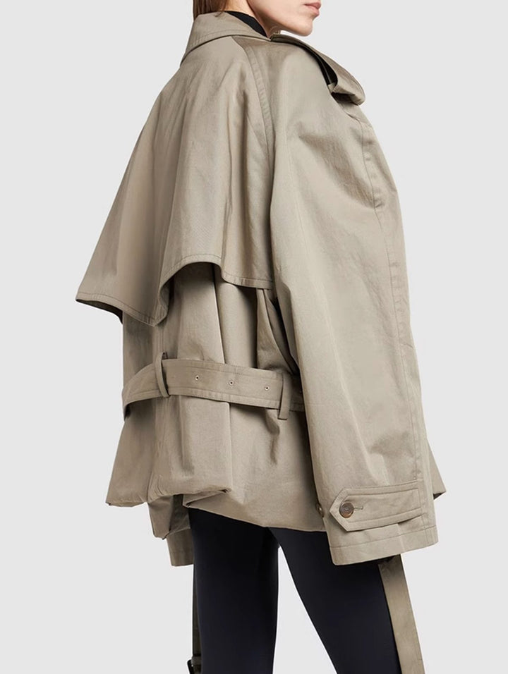 Drune | Damen Moderne Gekürzte Trenchcoat mit Langen Ärmeln