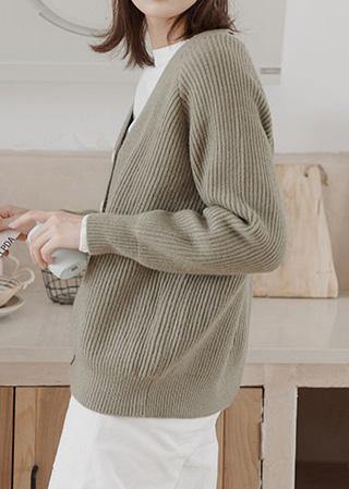 Drune | dicker gestrickter Mantel Plus-Size-Bekleidung armeegrün Hals gestrickte Jacken