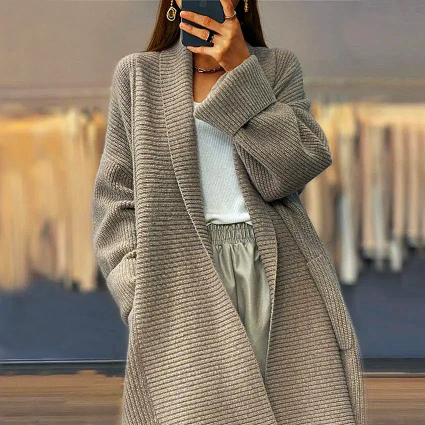 Drune | Verdickte Damen-Strickjacke in Unifarben