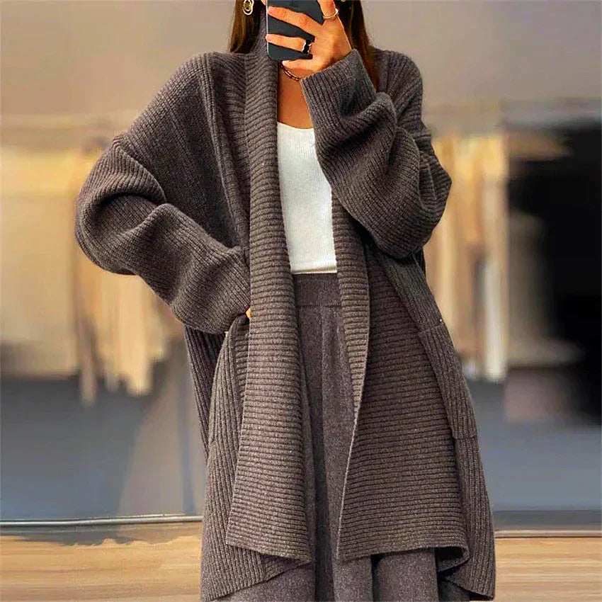 Drune | Verdickte Damen-Strickjacke in Unifarben