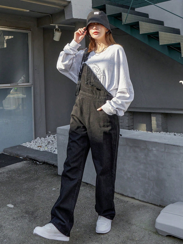 Drune | Schräge Tasche Denim Latzhose ohne Sweatshirt