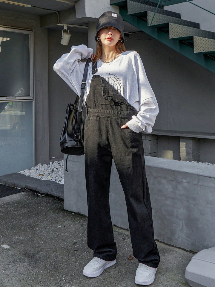 Drune | Schräge Tasche Denim Latzhose ohne Sweatshirt