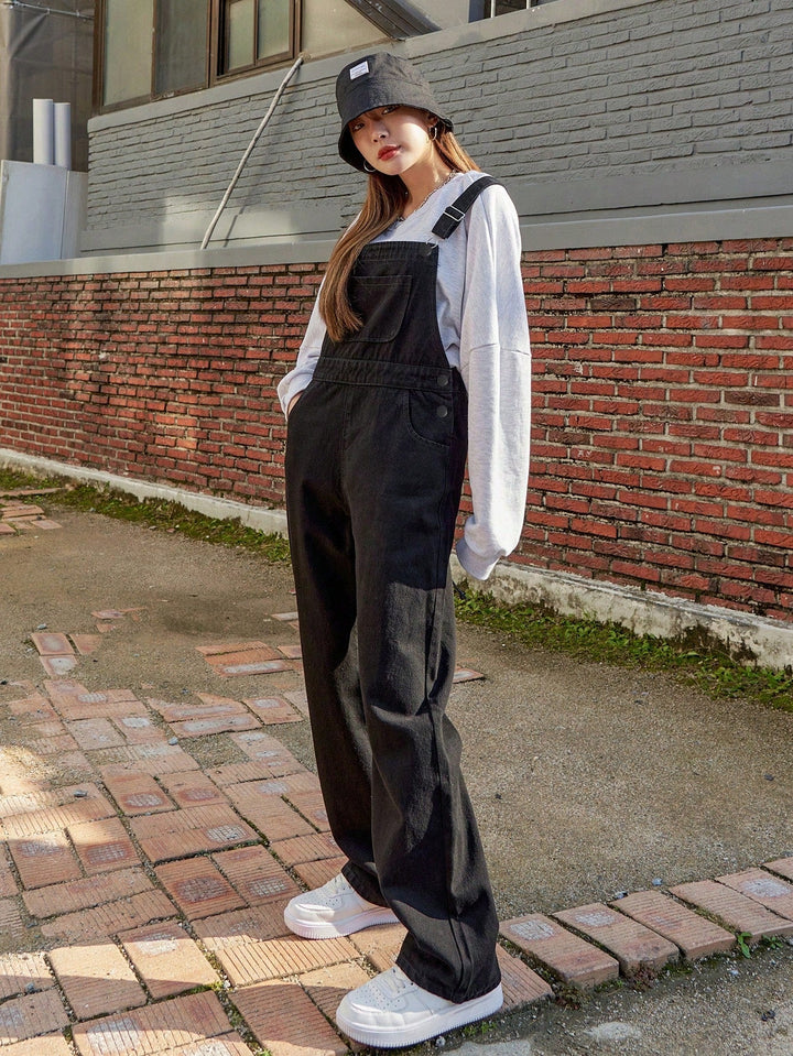 Drune | Schräge Tasche Denim Latzhose ohne Sweatshirt