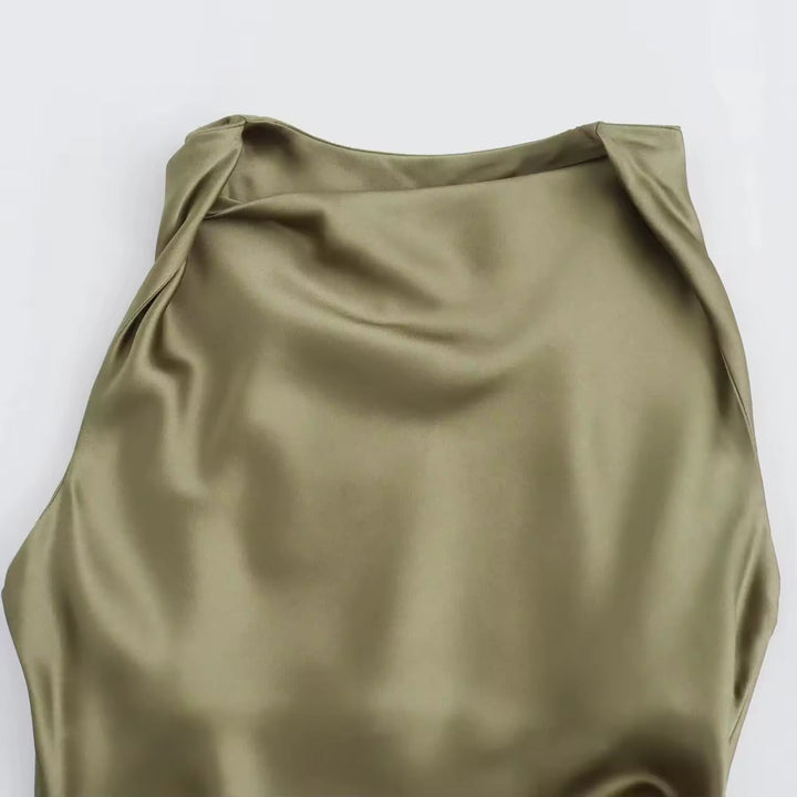 Drune | Satin Maxikleid Elegante Drapierung