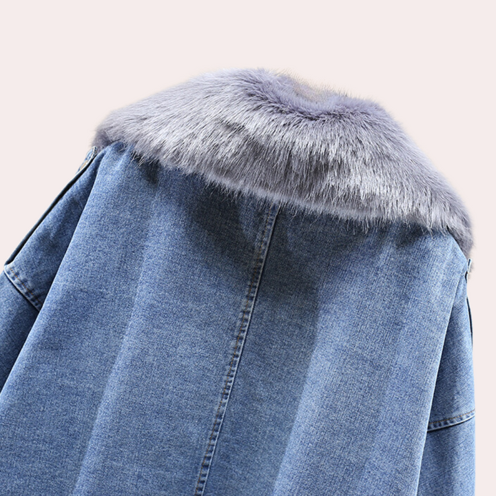 Drune | Damen moderne Denim-Daunen-Winterjacke