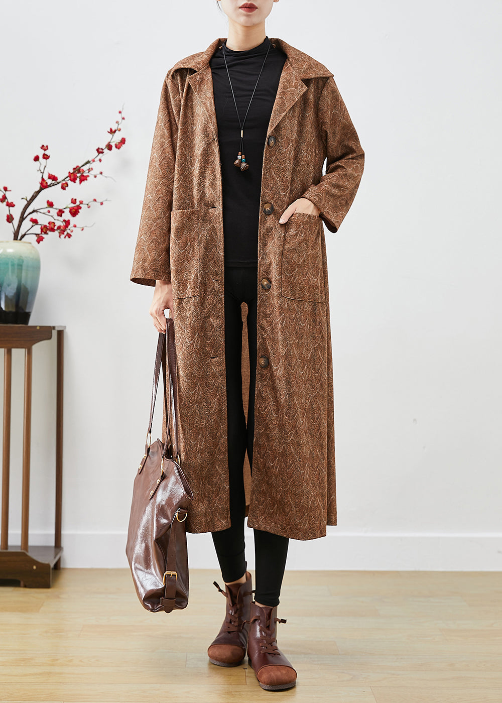 Drune | Khaki Oversized Druck Baumwolle Trenchcoats