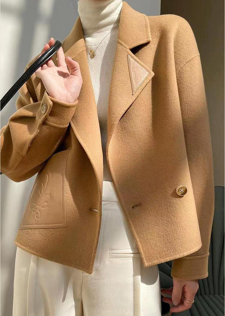 Drune | Khaki Peter Pan Kragen Patchwork Wollmäntel