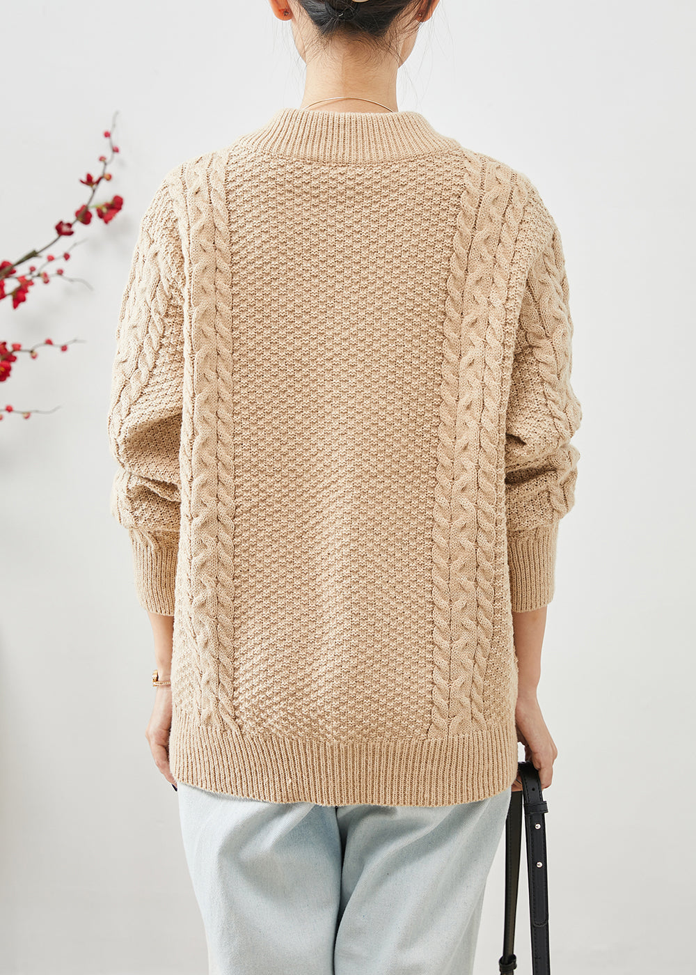 Drune | Khaki Zip-Up Dicke Kabelstrickmäntel