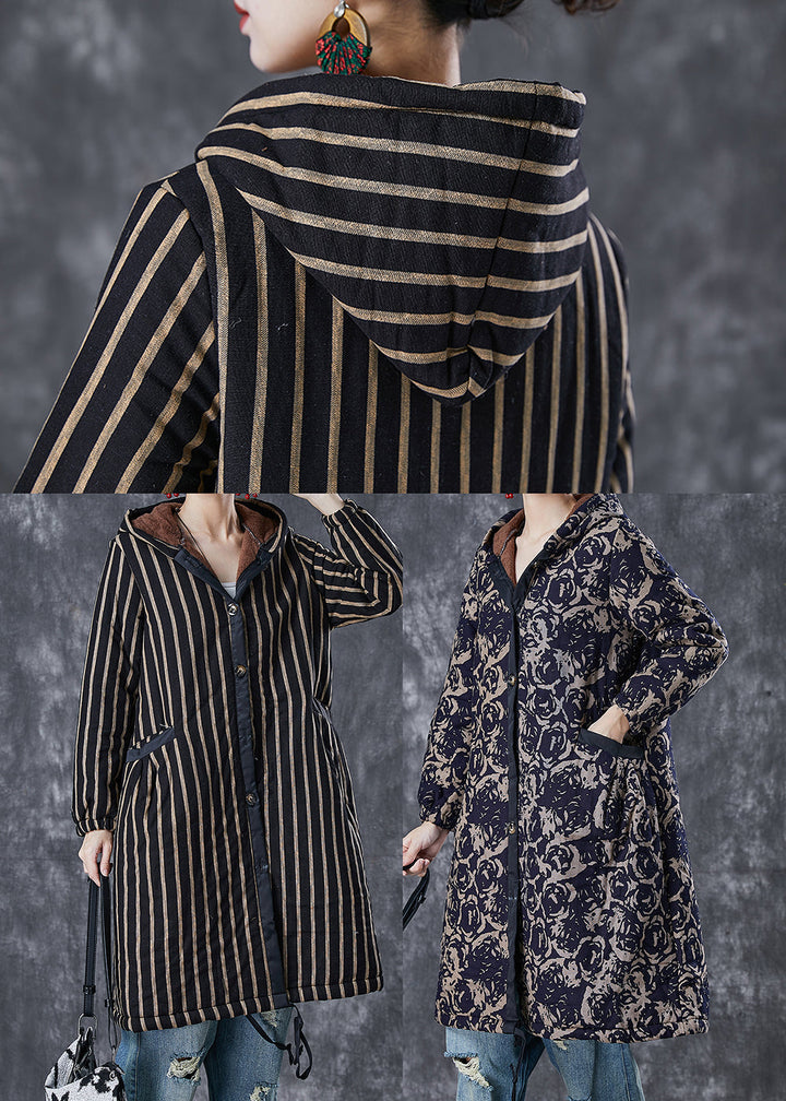 Drune | Navy Kapuzen Drucken Warme Fleecejacken Winter