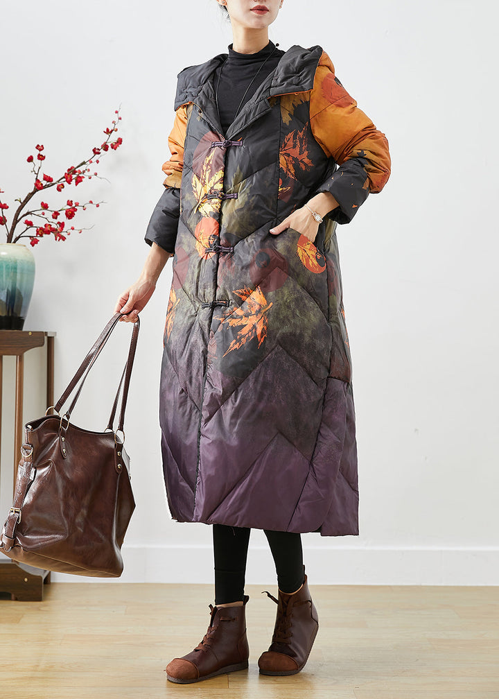 Drune | Orange Batik Chinesischer Knopf Daunen Wintermäntel