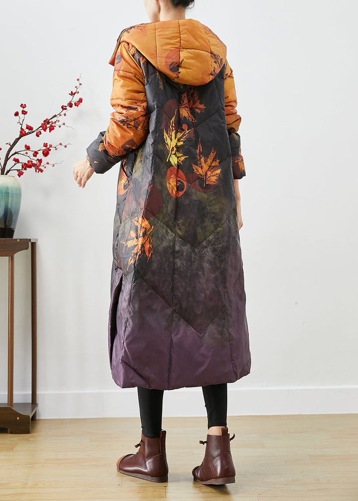 Drune | Orange Batik Chinesischer Knopf Daunen Wintermäntel