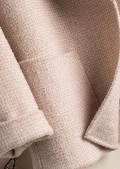 Drune | beige kariert Plus Size Tuniken für Frauen Arbeitsoutfits Mit Eingrifftaschen Wollmäntel