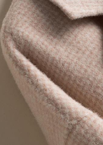 Drune | beige kariert Plus Size Tuniken für Frauen Arbeitsoutfits Mit Eingrifftaschen Wollmäntel