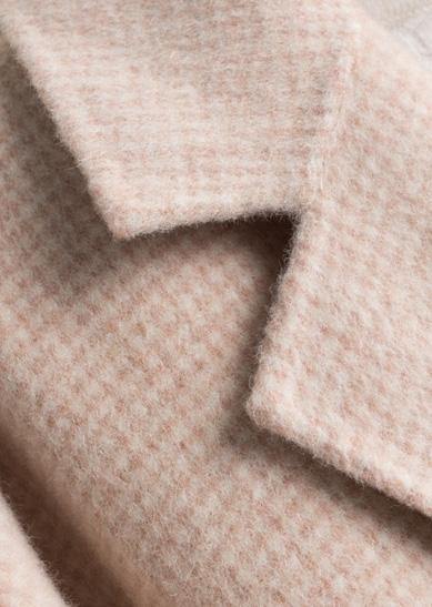 Drune | beige kariert Plus Size Tuniken für Frauen Arbeitsoutfits Mit Eingrifftaschen Wollmäntel