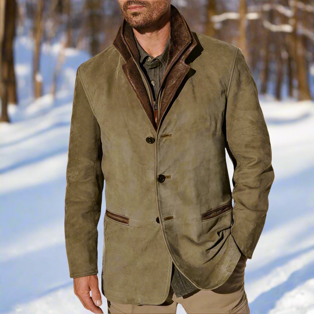 Drune | Wildlederlook Mit Lederdetails Strukturierte Passform Knopfverschluss
