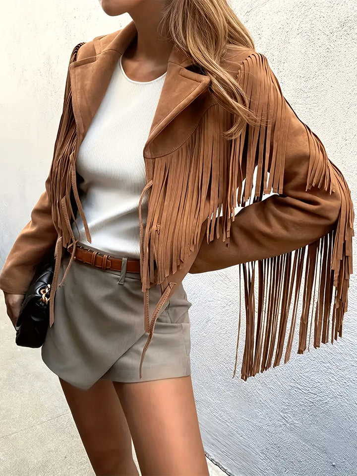 Drune | Velourslederjacke mit Fransen