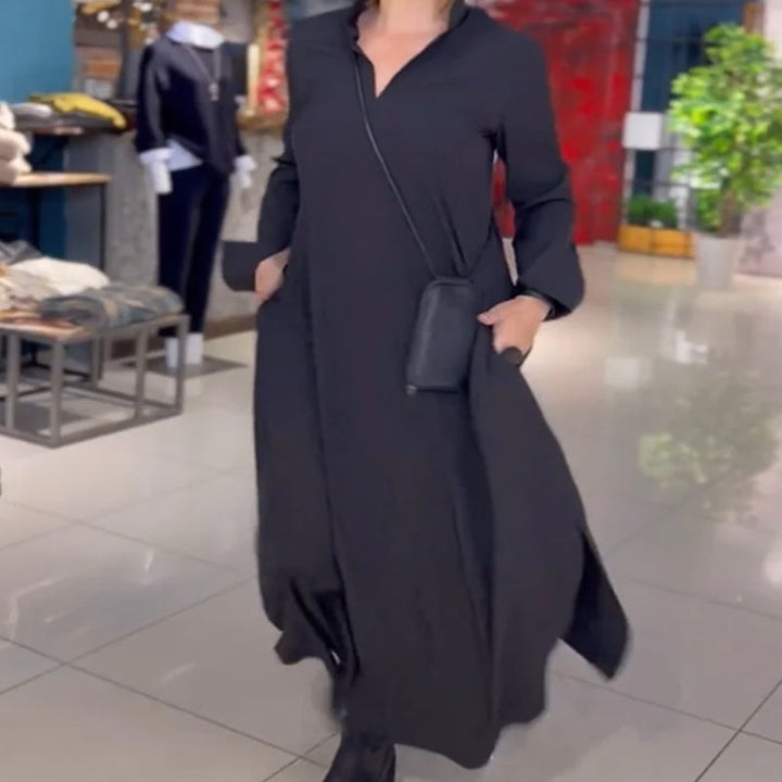 Drune | Langes Kleid mit Seitlichem Schlitzrevers