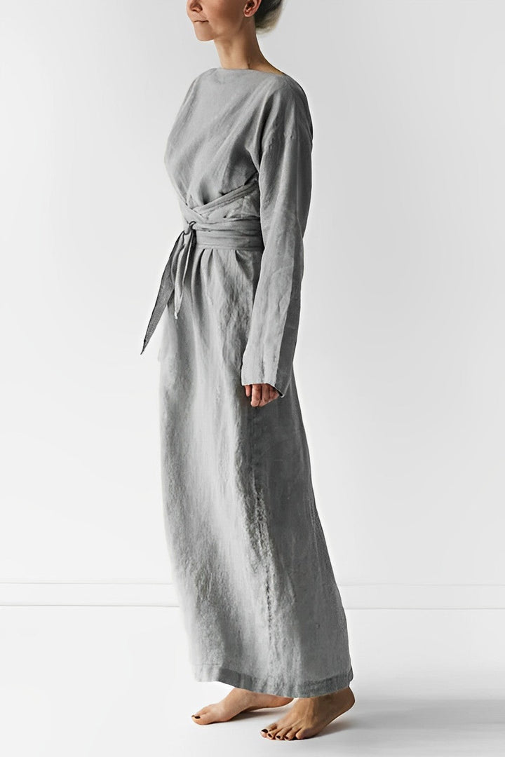 Drune | Leinen Wickel Maxikleid